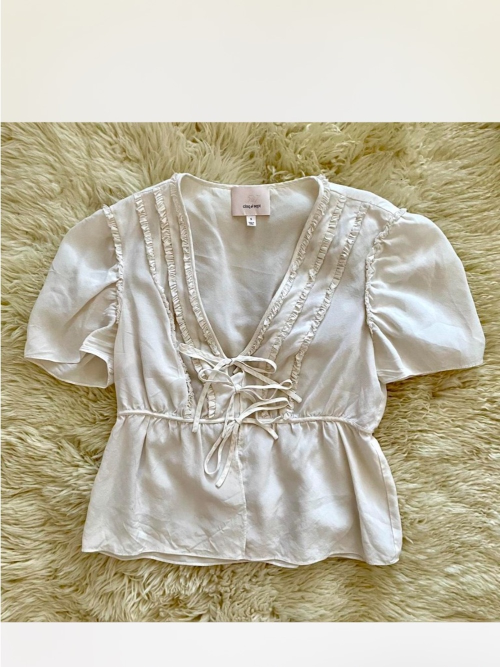 Cinq a Sept silk tie front blouse